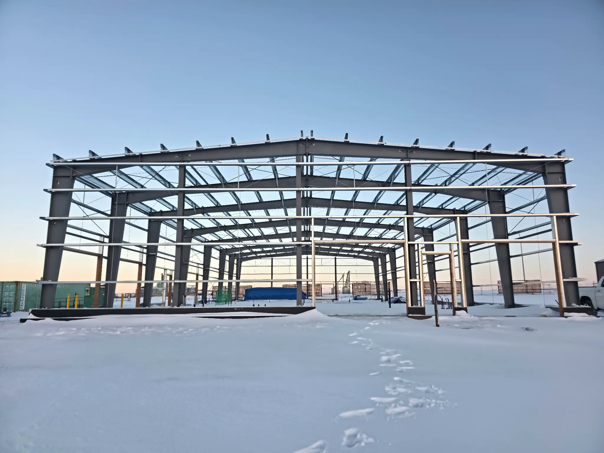Steel school building exterior, Canada