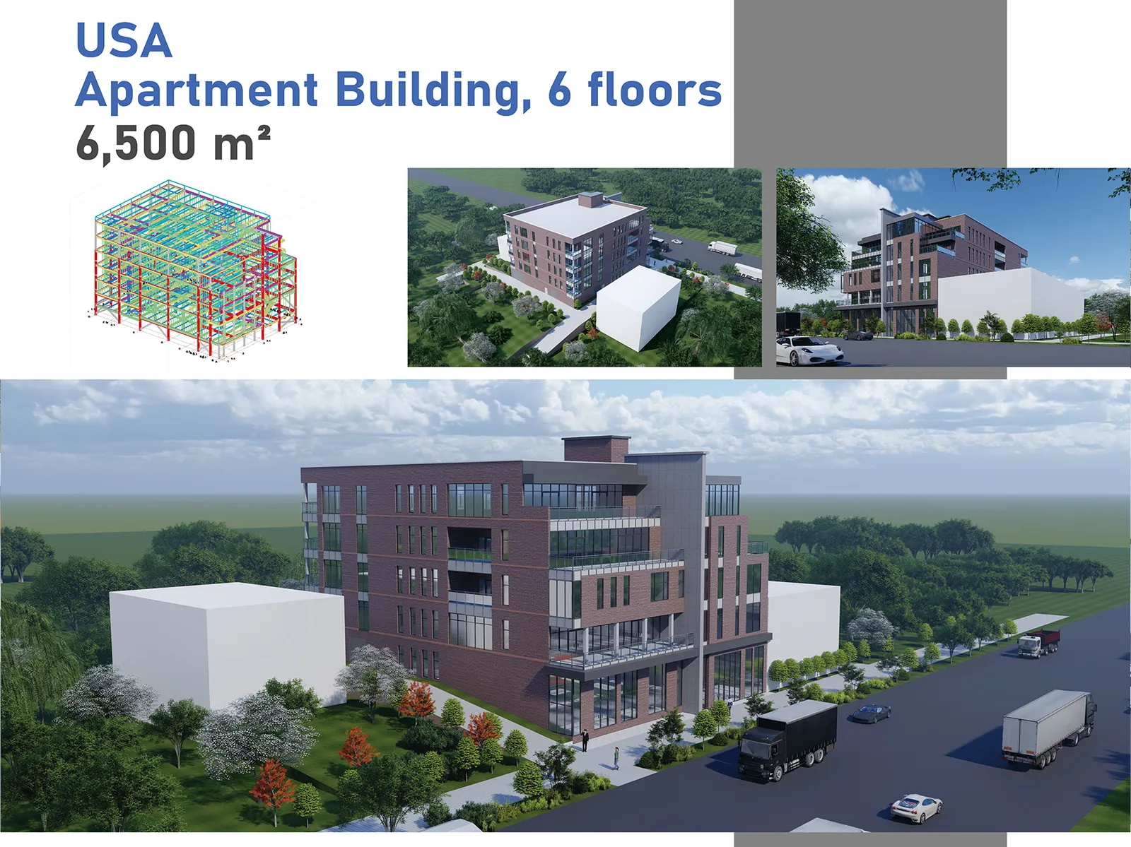 EE.UU., Edificio de Apartamentos, 6 Pisos, 6,500 m² - 1