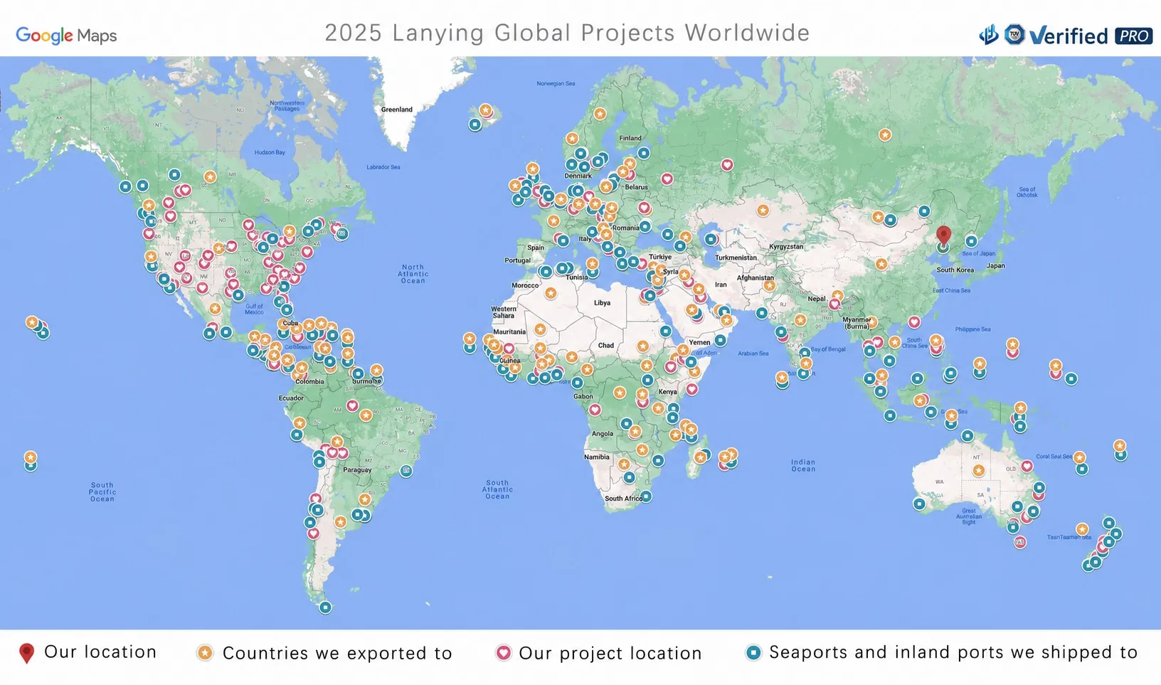 Mapa de distribución global de proyectos Lanying 2025
